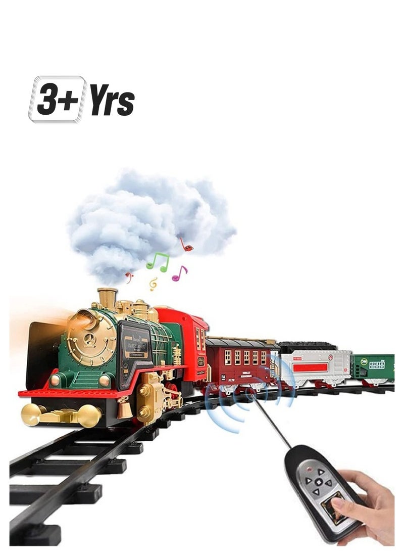 Beauenty Train Set, Updated Chargeable Remote Control Electric Train Toy for Boys Girls, Lights & Sound, Railway Kits w/Steam Locomotive Engine, Cargo Cars & Tracks, for 3 4 5 6 7 8+ Year Old Kids  - Image 1