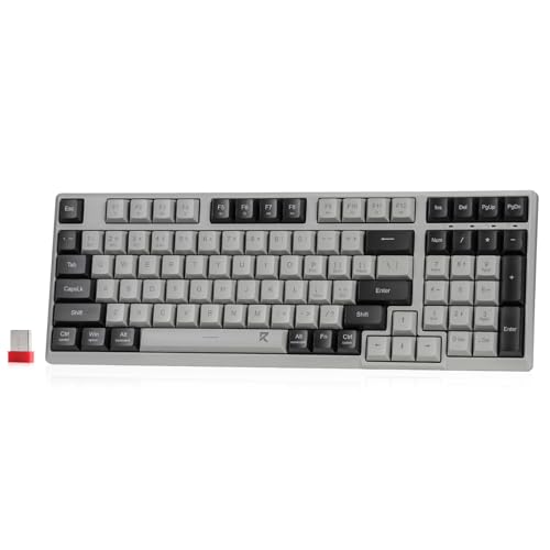 Redragon BK7114 Low-Profile Wireless Computer Keyboard, 98 Keys Slim Office PC Scissors Mechanism Keyboard w/ 2.4G BT Wireless Connection, Tactile Quiet Keystroke, Mixed Color Keycaps - Image 1