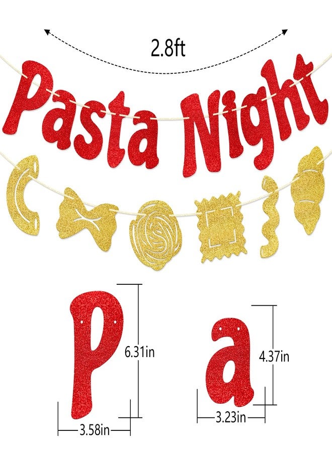 FOZEE Pasta Night Banner - Italian Party Decorations - Pasta Party Decorations - Italian Bithday Decor - Red and Gold Glitter - Image 2