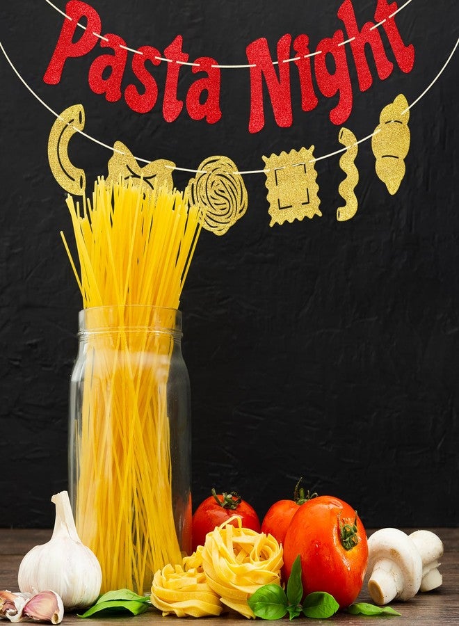 FOZEE Pasta Night Banner - Italian Party Decorations - Pasta Party Decorations - Italian Bithday Decor - Red and Gold Glitter - Image 4