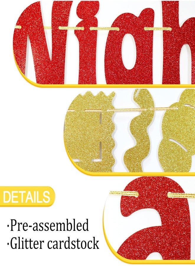 FOZEE Pasta Night Banner - Italian Party Decorations - Pasta Party Decorations - Italian Bithday Decor - Red and Gold Glitter - Image 3