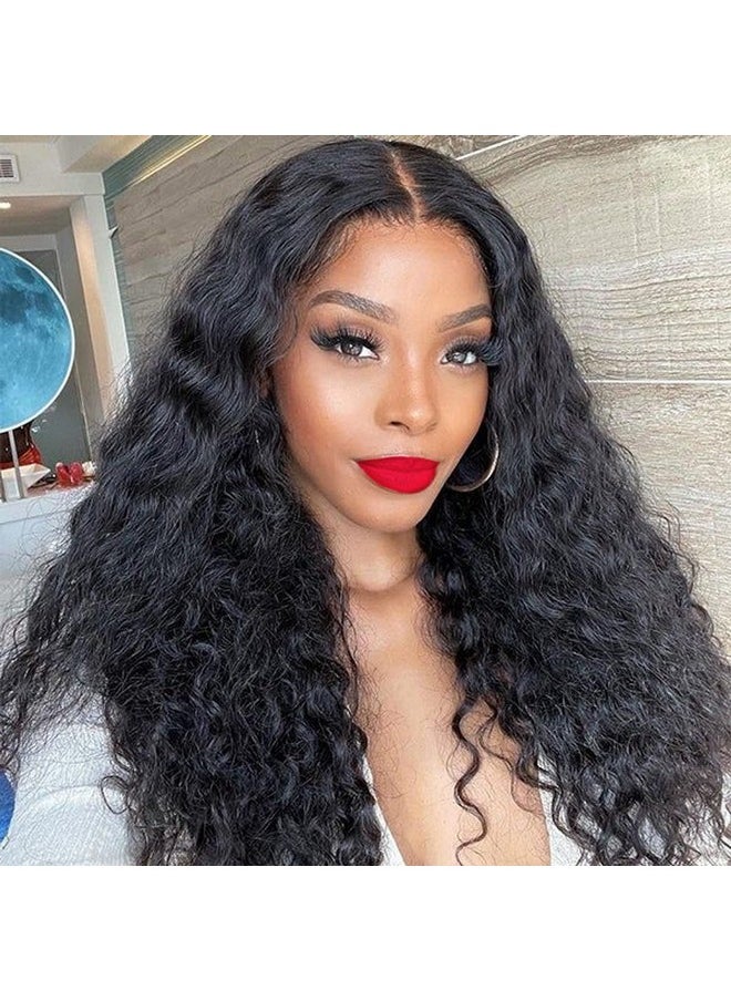 Matthia - Black V Part Wig Kinky Curly Wigs Clip In Half Wigs For Black Women 22Inch Synthetic Hair Upgrade U Part Cruly Wig No Leave Out Half Wigs V Shape Wigs For Black Women Beginner Friendly(1B) - Image 1