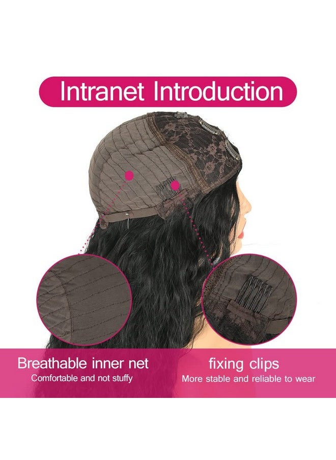 Matthia - Black V Part Wig Kinky Curly Wigs Clip In Half Wigs For Black Women 22Inch Synthetic Hair Upgrade U Part Cruly Wig No Leave Out Half Wigs V Shape Wigs For Black Women Beginner Friendly(1B) - Image 1