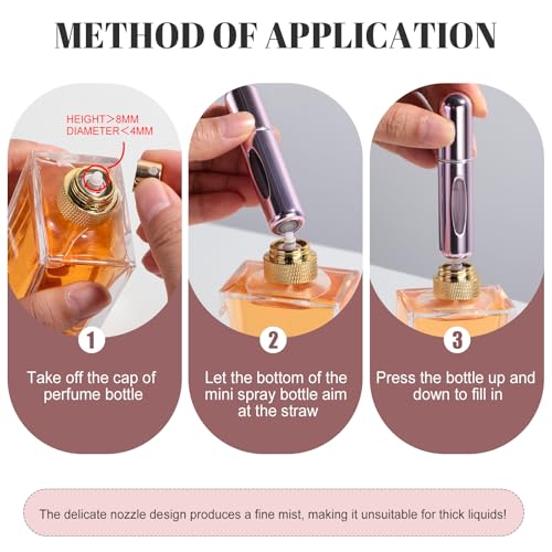 JPNK Stainless Steel Bag Charm Mesh Keychain holder and 4Pcs Mini 5ml Refillable Perfume Portable Atomizer Bottles - Image 3