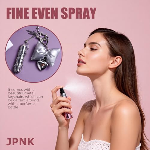 JPNK Stainless Steel Bag Charm Mesh Keychain holder and 4Pcs Mini 5ml Refillable Perfume Portable Atomizer Bottles - Image 5