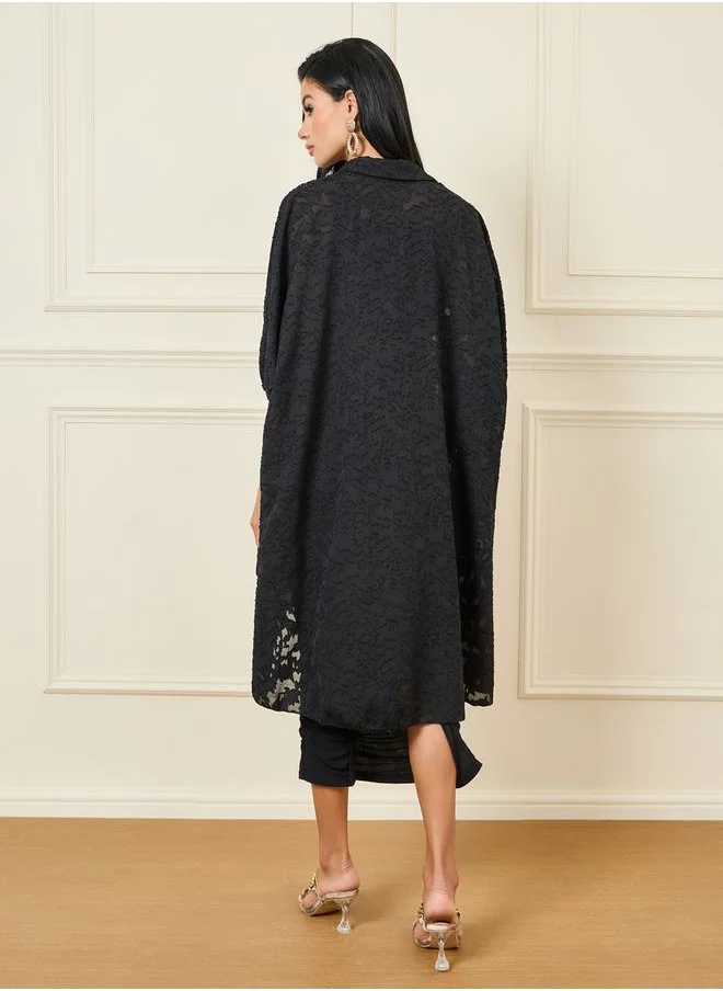 Styli Burnout Texture High Low Hem Tunic Shirt