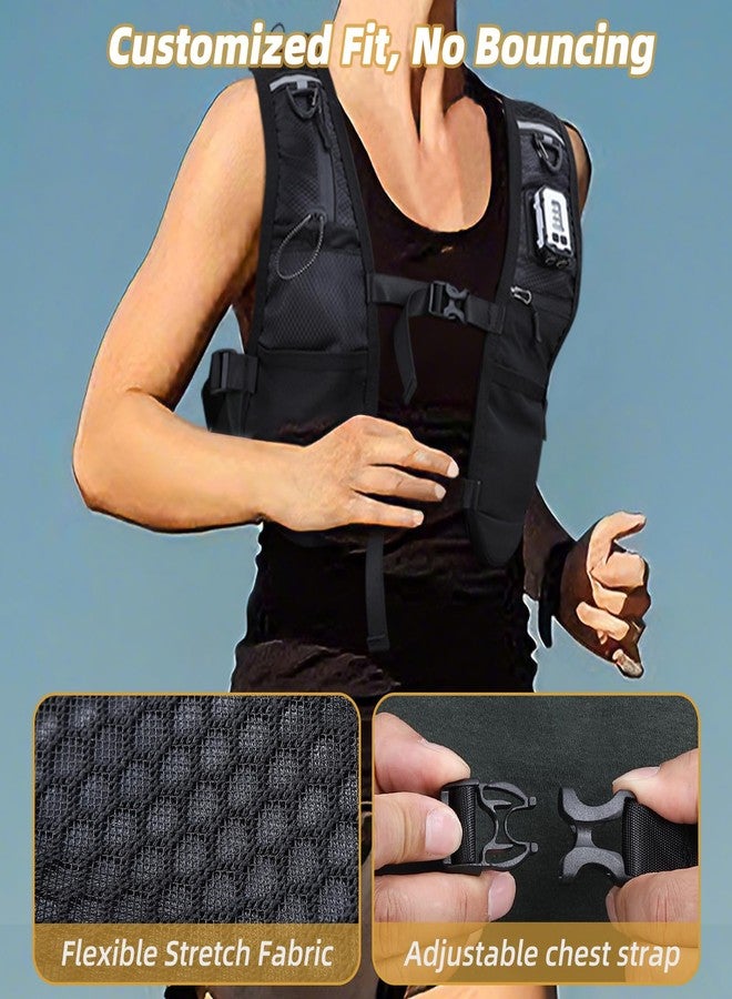 PELLOR Running Vest, Lightweight Hydrated Vest Pack with Multi Pockets, Adjustable Chest Straps Running Hydration Backpack for Running Cycling Hiking - Image 5