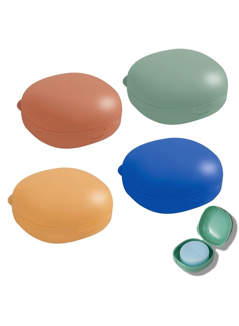 Excefore Travel Soap Box,4 Pcs Portable Soap Box Soap Container Soap Holder Organizer,Durable Soap Container Candy Color Plastic Soap Case for Bath Camping Home,Traveling - Image 1