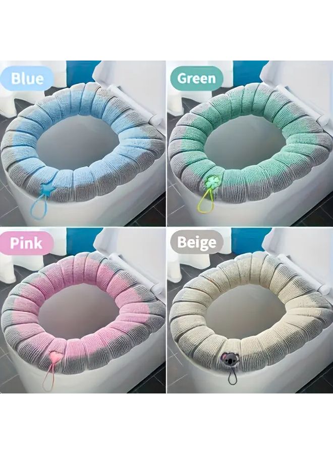 Soft Plush Washable Toilet Seat Pad In Pink With Bear Pattern Machine Washable - Image 2