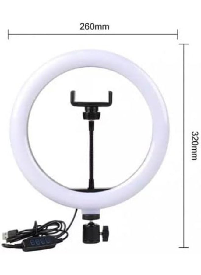 Generic 26cm Ring Light with Tripod Stand and Phone Holder – LED Lighting for Makeup, Live Streaming & Video Recording  - Image 2