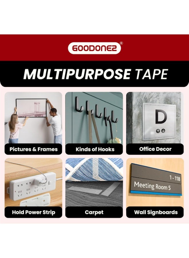 GOODONE2 Double Sided Tape 3 Meter with free scissors Heavy Duty, Multipurpose Removable Nano Transparent Wall Mounting Reusable Strong Sticky Adhesive Gel, With 1 Scissor - Image 2