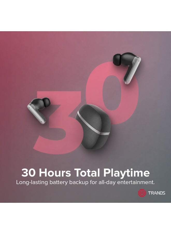 Trands TWS24 Octo Buds Wireless Earbuds with Active Noise Cancelling (ANC), 4-Mic ENC, Bluetooth 6.0 & 30 Hours Playtime - Black - Image 4