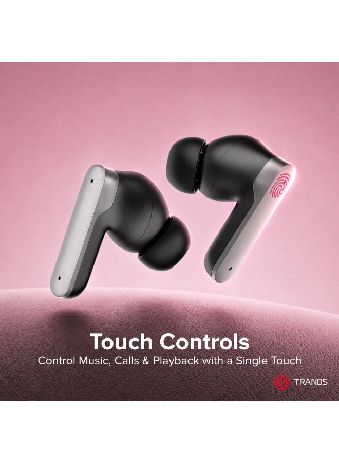 Trands TWS24 Octo Buds Wireless Earbuds with Active Noise Cancelling (ANC), 4-Mic ENC, Bluetooth 6.0 & 30 Hours Playtime - Black - Image 5