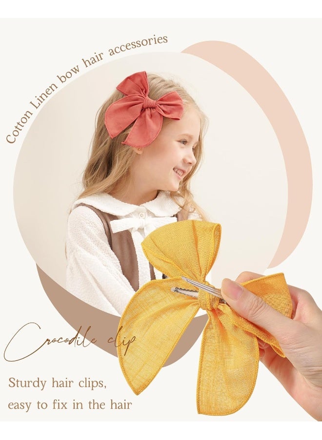 Doboi 8PCS Baby Girls Hair Clips Fable Hair Bows Cotton Linen Bows for Girls Hair Accessories for Baby Toddlers Kids - Image 2