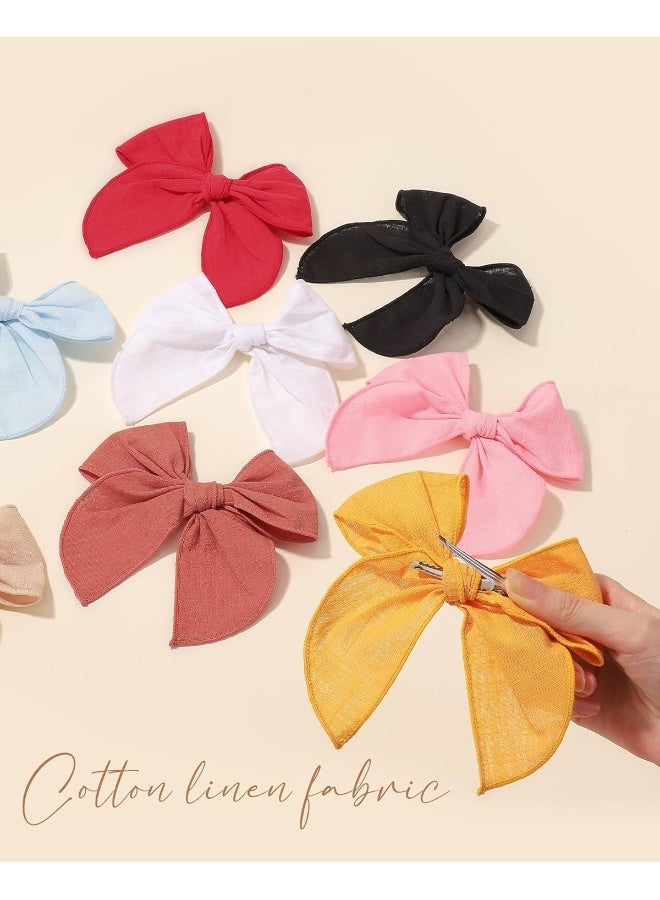 Doboi 8PCS Baby Girls Hair Clips Fable Hair Bows Cotton Linen Bows for Girls Hair Accessories for Baby Toddlers Kids - Image 5