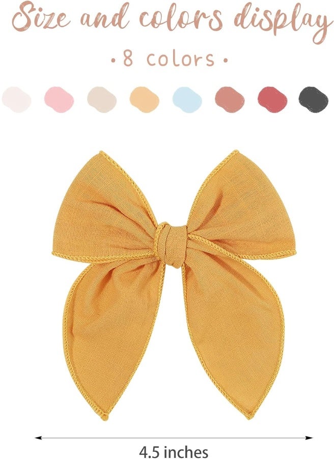 Doboi 8PCS Baby Girls Hair Clips Fable Hair Bows Cotton Linen Bows for Girls Hair Accessories for Baby Toddlers Kids - Image 4