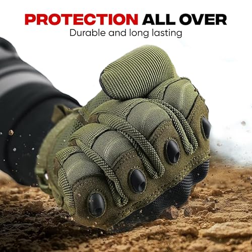 AUTOGUYS FF-2 Full-Finger Bike Riding Gloves TPR Knuckle Protection Tactical Hand Gloves for Bike - Bike Gloves Men Bike Accessories Washable Fabric (Size: XL, Green) - Image 4