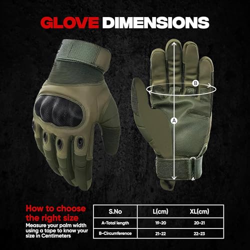 AUTOGUYS FF-2 Full-Finger Bike Riding Gloves TPR Knuckle Protection Tactical Hand Gloves for Bike - Bike Gloves Men Bike Accessories Washable Fabric (Size: XL, Green) - Image 5