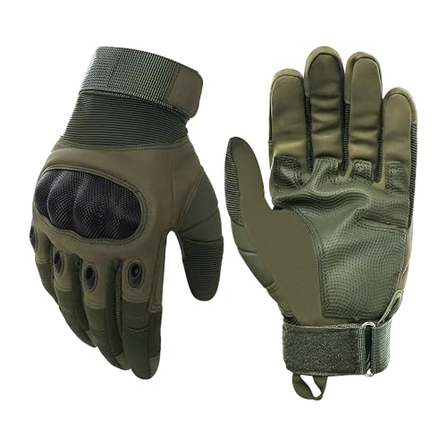 AUTOGUYS FF-2 Full-Finger Bike Riding Gloves TPR Knuckle Protection Tactical Hand Gloves for Bike - Bike Gloves Men Bike Accessories Washable Fabric (Size: XL, Green) - Image 1