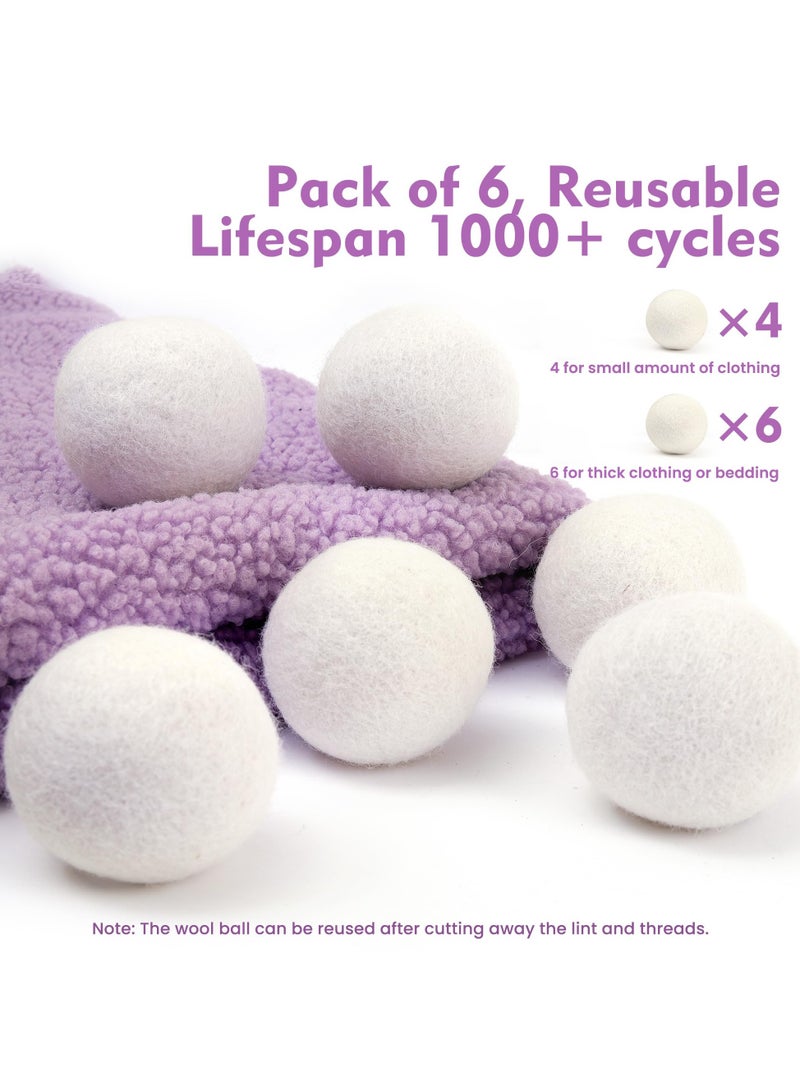 SYOSI Wool Dryer Balls 6 Pack, Laundry Reusable Reduce Clothing Wrinkles, Wool Balls for Dryer, Natural Fabric Softener, New Zealand Wool, Saving Drying Time, Lint Free, Anti Static, Dryer Balls for Dryers  - Image 2