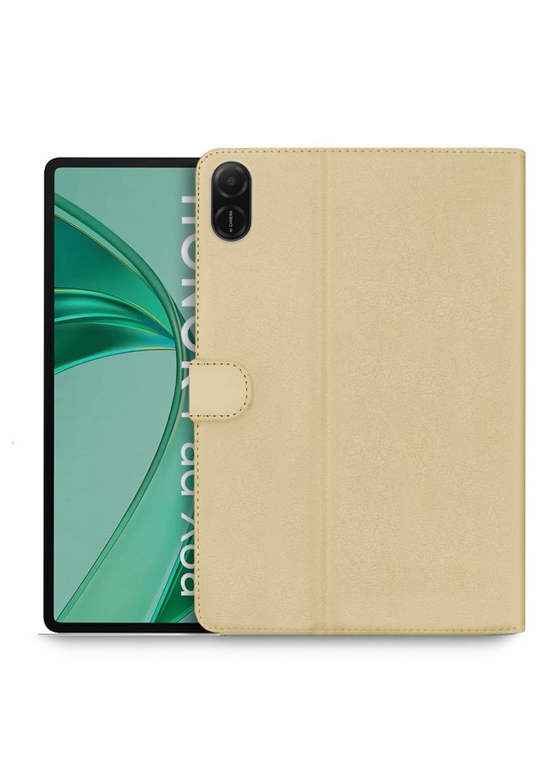 OMAKER Honor Pad X8a 2024 (11 Inch) PU Leather Magnetic Closure Flip Case Cover (TCFPSR) - Gold - Image 1