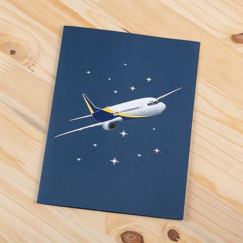 Rykamia Night Plane Pop Up Card, Jet Airplane Pop Up Card, Plane Birthday Card, Aviation Graduation Card, Airplane Congratulations Card, Pilot Retirement Card, Work Anniversary Card, Bon Voyage Gift - Image 3