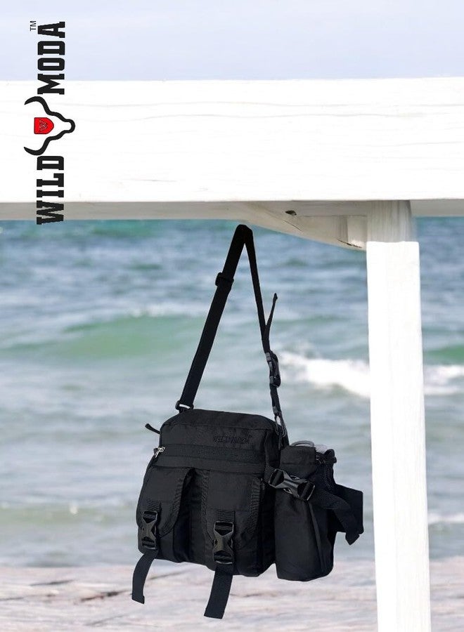 WILD MODA Multi-Function Unisex Sling Backpack: Crossbody Chest Bag for Travel and Leisure (Black) - Image 5