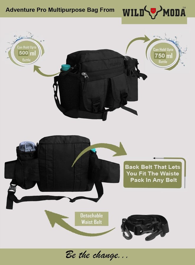 WILD MODA Multi-Function Unisex Sling Backpack: Crossbody Chest Bag for Travel and Leisure (Black) - Image 4