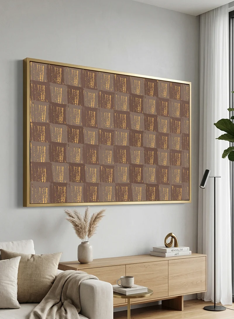 LOWHA Canvas Wall Art Stretched Over Wooden Frame with Gold Floating Frame and Abstract Pattern