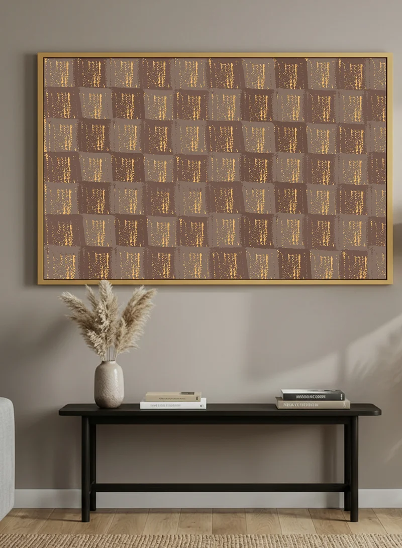 LOWHA Canvas Wall Art Stretched Over Wooden Frame with Gold Floating Frame and Abstract Pattern