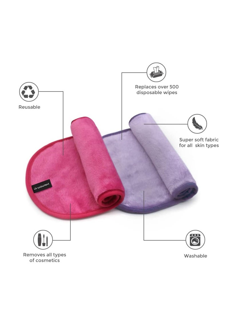 Wownect Makeup Remover ClothSoft Microfiber Reusable Facial Cleansing Towel 4 Per Pack Machine Washable Cloth Suitable for All Skin Types - Image 3
