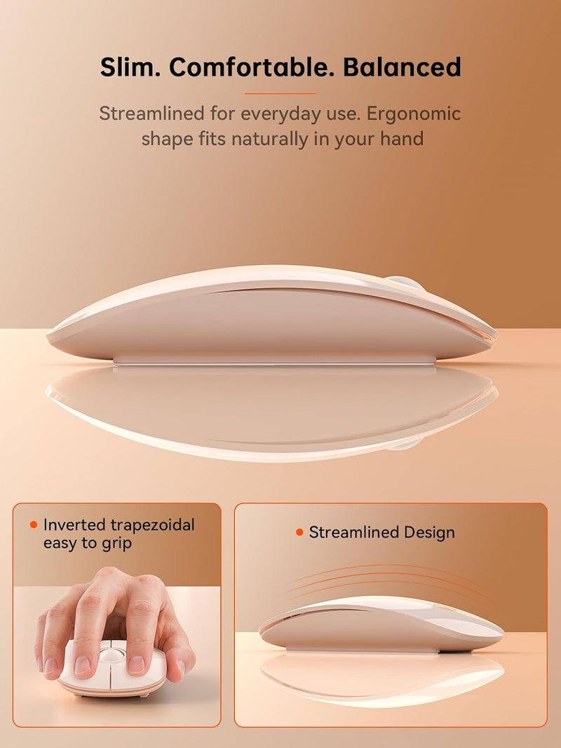 RAPIQUE R306C USB C Wireless Mouse, Type-C 2.4GHz Portable Computer Mouse, Silent Click, Ultra-Slim, 3-Speed DPI, 480 Hours Battery Life, for USB-C Laptops, MacBook, iPad, MacOS - Flesh Pink - Image 4