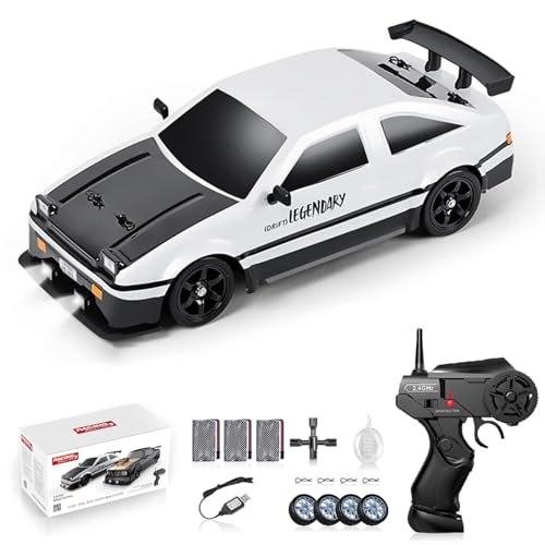 Hylukon RC Drift Car 116 Scale AE86 Model RC Drift Car 4WD 18KMh High Speed Remote Control Cars with LED Lights Spray Drifting Tires Sport Racing OnRoad Vehicle for Teens Adults - Image 1