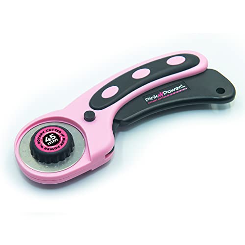 Pink Power Rotary Cutter Set with Ergonomic Handle Fabric Cutter Wheel for Sewing, Quilting, Crafting, and Scrapbooking and 45mm Rotary Cutter Blade (Rotary Cutter) - Image 2