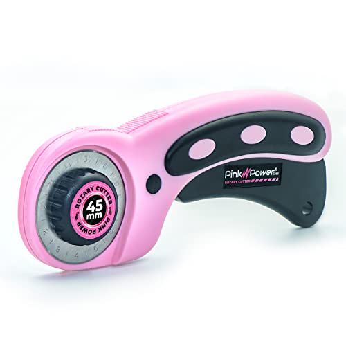 Pink Power Rotary Cutter Set with Ergonomic Handle Fabric Cutter Wheel for Sewing, Quilting, Crafting, and Scrapbooking and 45mm Rotary Cutter Blade (Rotary Cutter) - Image 1