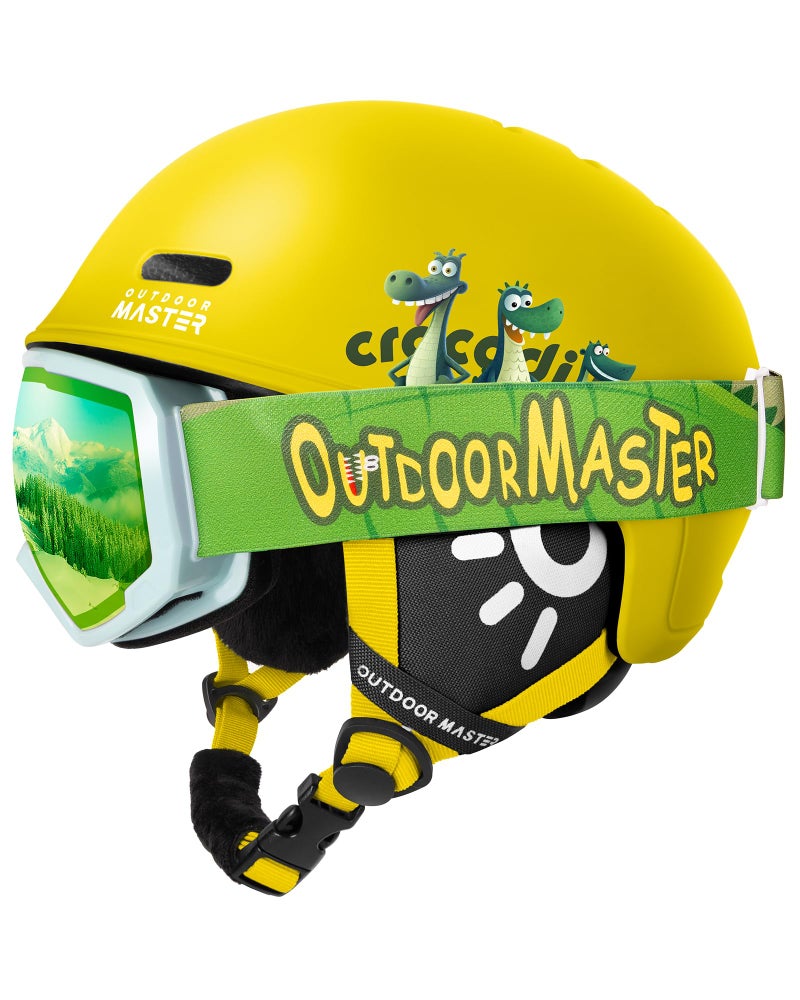 OutdoorMaster Kids Ski Helmet & Goggles Set, SnowboardHelmet with PC Shell & EPS Foam, 12 Cooling Vents Dial Fit Snow Sport Helmets for Boys & Girls - Image 1
