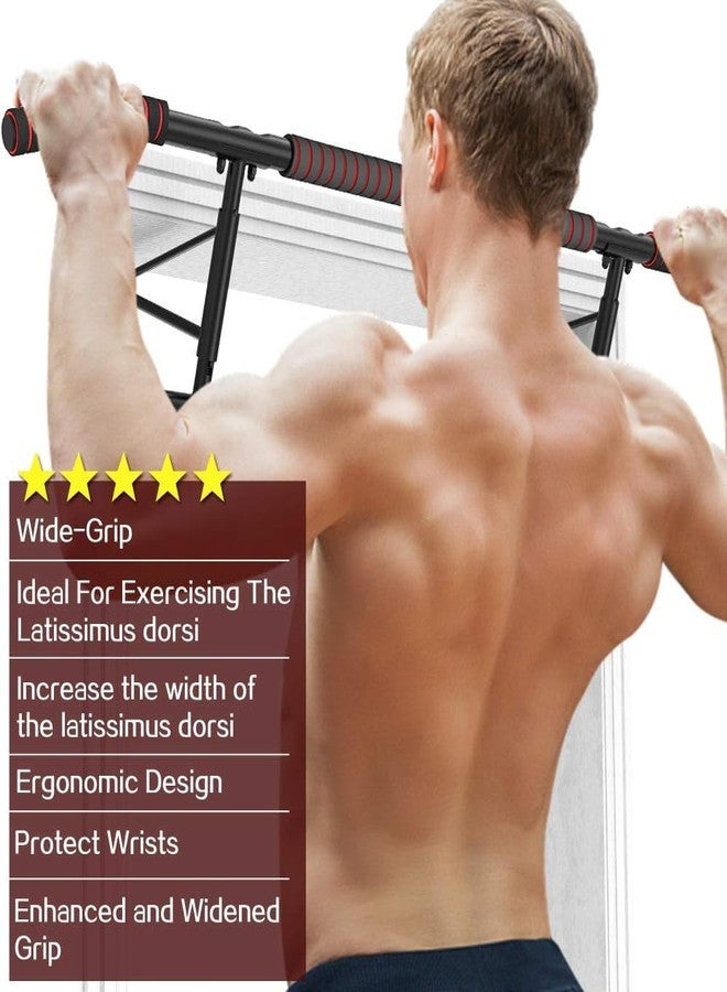 AmazeFan Pull Up Bar, Doorway Mount with Ergonomic Grip - Fitness Chin-Up Frame for Home Gym Exercise, 400 lbs Capacity, Alloy Steel, Foldable - Includes 2 Wrist Straps & Workout Guide - Image 3