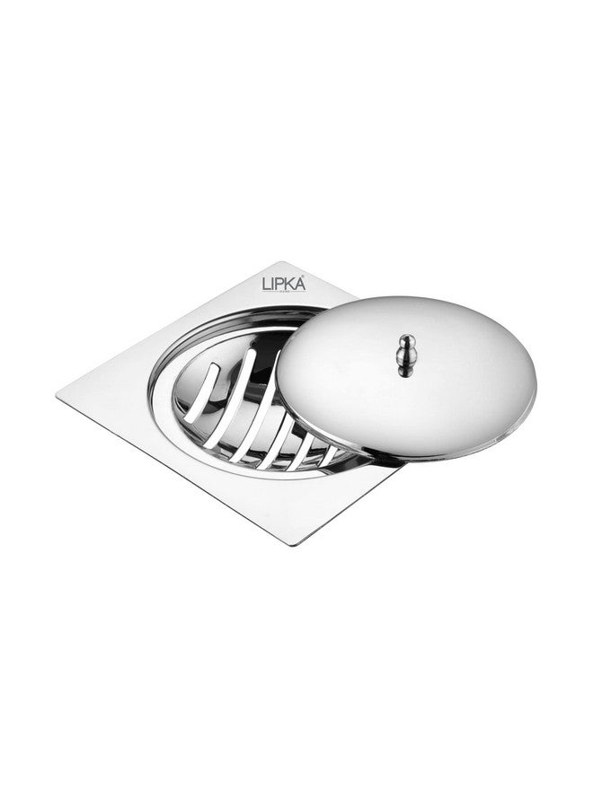 LIPKA Saturn 5 x 5 Inches Flat Cut Floor Drain with Classic Jali Premium Stainless Steel Floor Drain & Cover with Lid - Image 4