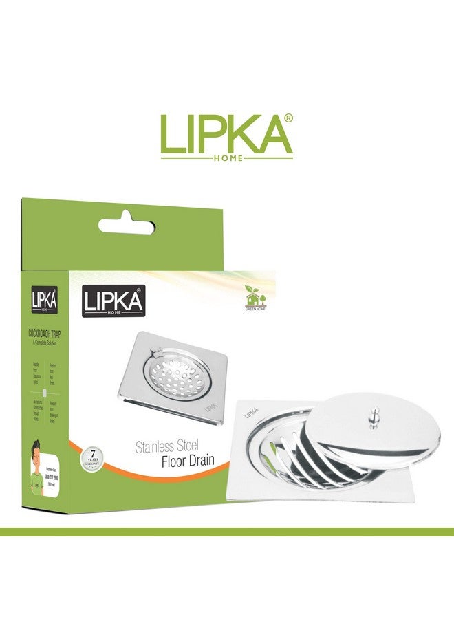 LIPKA Saturn 5 x 5 Inches Flat Cut Floor Drain with Classic Jali Premium Stainless Steel Floor Drain & Cover with Lid - Image 5
