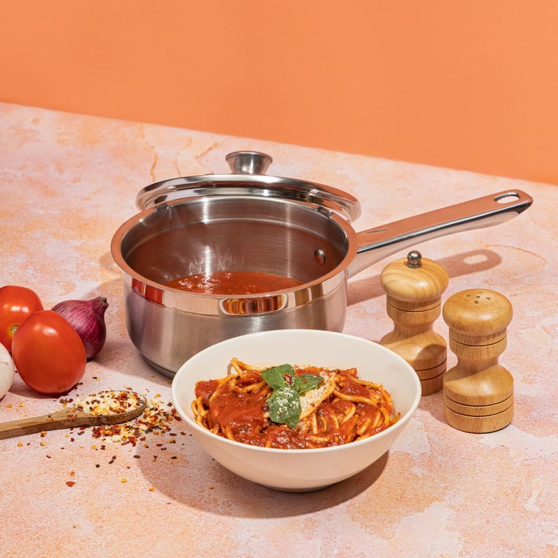 VINOD Vinod Two Tone Stainless Steel Saucepan with Glass Lid 11 Litre 14 cm 62mm Thick SAS Bottom Sturdy Riveted Handle 2 Year Warranty Induction Friendly Silver - Image 2