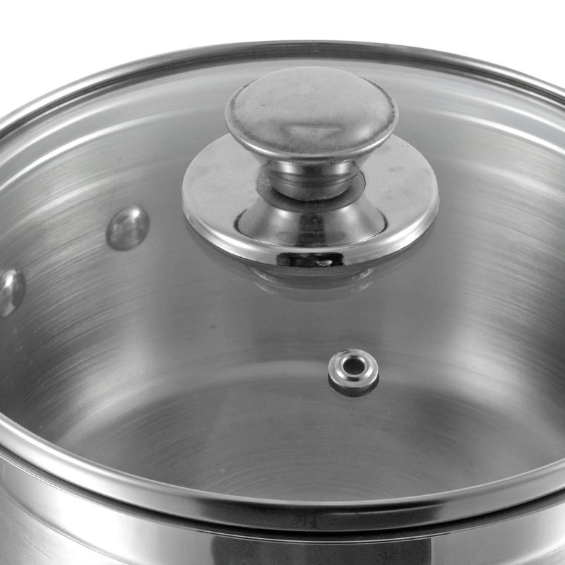 VINOD Vinod Two Tone Stainless Steel Saucepan with Glass Lid 11 Litre 14 cm 62mm Thick SAS Bottom Sturdy Riveted Handle 2 Year Warranty Induction Friendly Silver - Image 5