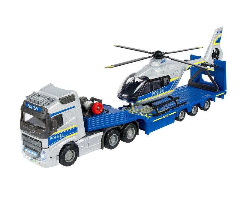 Majorette Grand Series Metal Volvo FH16 Truck And Airbus H135 Police Helicopter Die-Cast Vehicles Set (35 cm, Blue/Grey) - Image 2