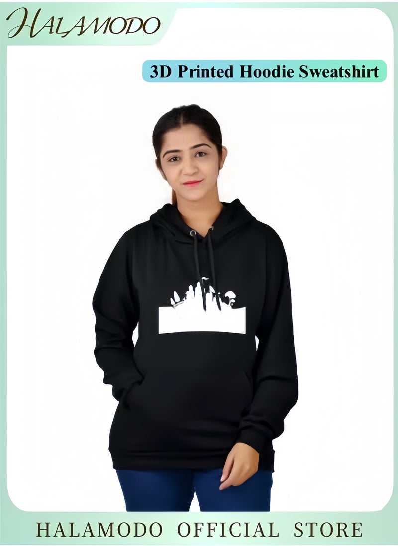 HALAMODO Unisex Hoodie Sweatshirt with Printed Casual Fashion Long Sleeve Hooded Sweatshirt Drawstring Hoodies Coat Pullover for Men and Women  - Image 1