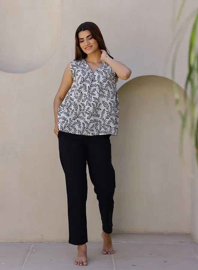 sanskrutihomes Sanskrutihomes Floral Printed Cotton Top and Pyjama Set