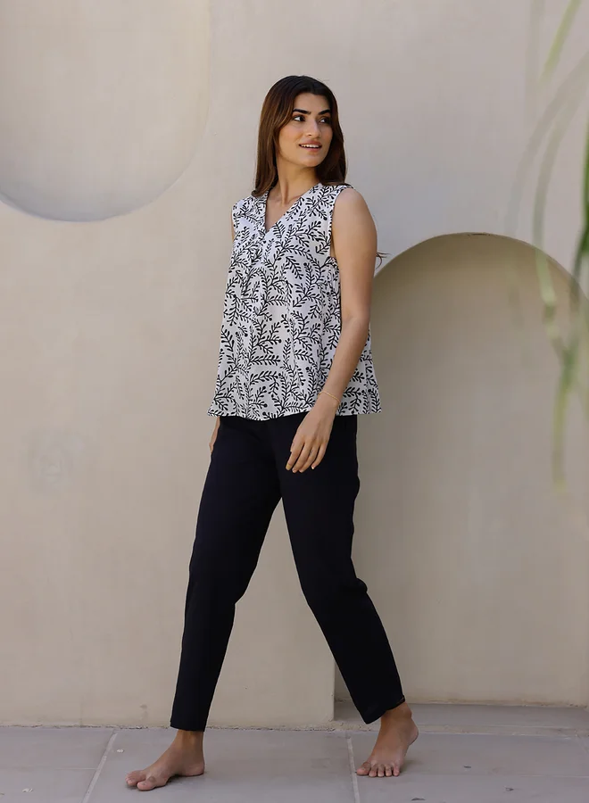 sanskrutihomes Sanskrutihomes Floral Printed Cotton Top and Pyjama Set