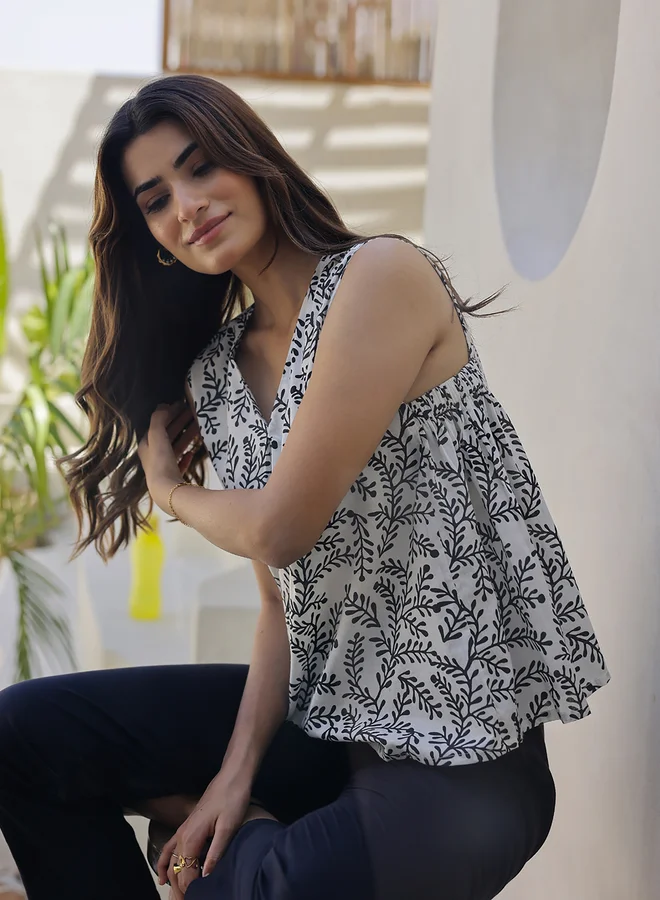 sanskrutihomes Sanskrutihomes Floral Printed Cotton Top and Pyjama Set