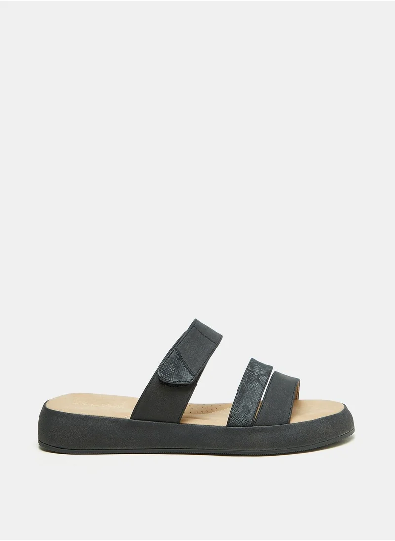 فلورا بيلا Solid Slip On Open Toe Sandals with Flatform Heels