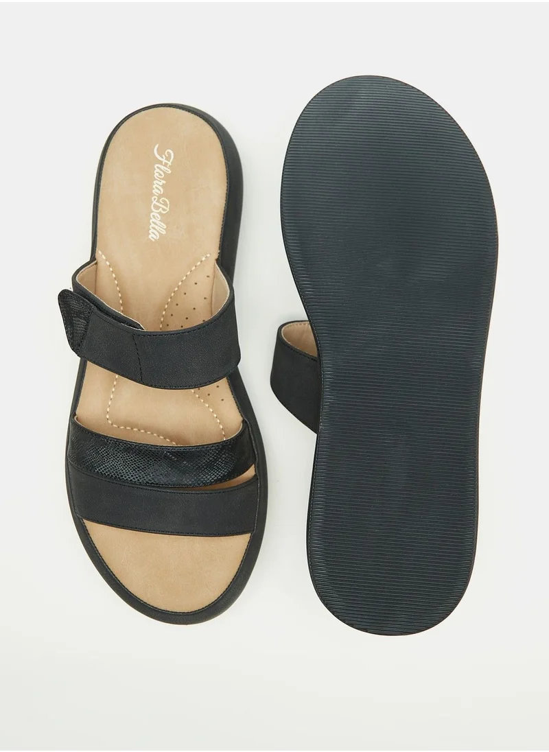 فلورا بيلا Solid Slip On Open Toe Sandals with Flatform Heels