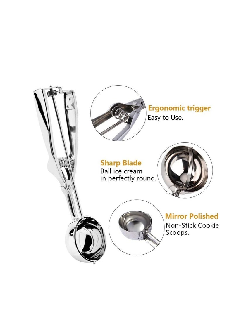 MARKQ Ice Cream Scoop with Easy Trigger, 5cm Stainless Steel Cookie Scoop for Baking Cupcakes Meatballs Melon Balls, Mashed Potatoes Muffins Scoop  - Image 3