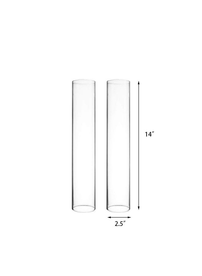 CYS EXCEL CYS EXCEL 2 PCS (H:14" D:2.5") Open Ended Glass Hurricane Candleholder Tube Shade | Multiple Size Choices Open Flame Candle Chimney Tube Cover | Bottomless Cylinder  - Image 2